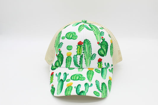 Desert Cactus Criss-Cross Ponytail Hat