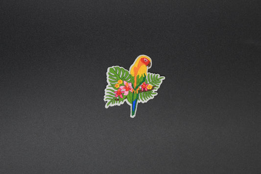 Tropical Parrot & Palm Leaves Iron-On Patch