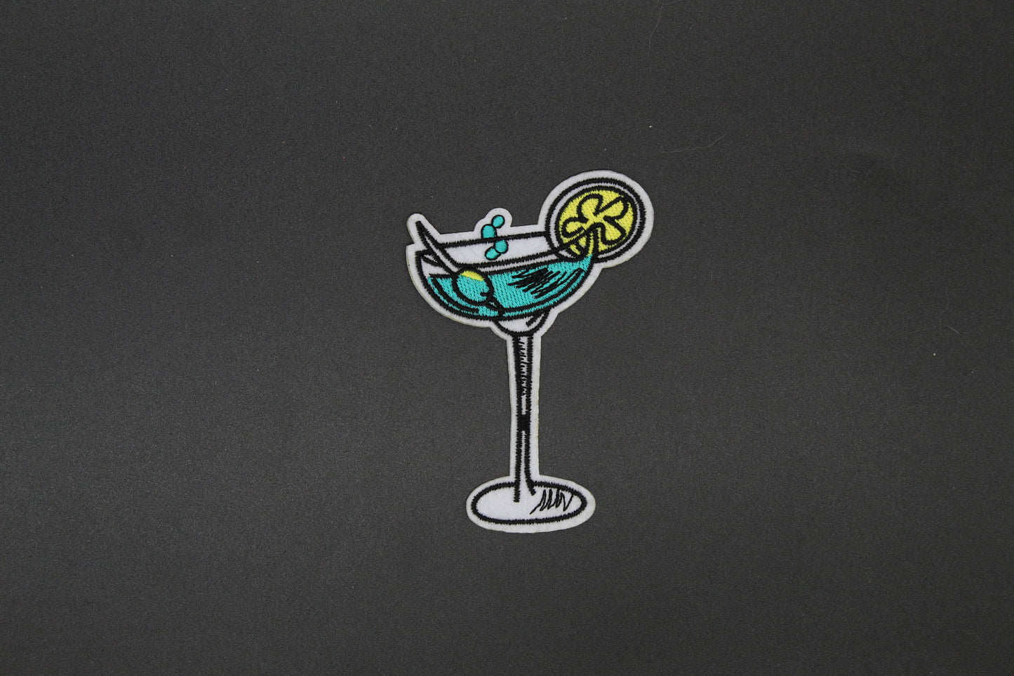 Retro Blue Martini Iron-On Patch