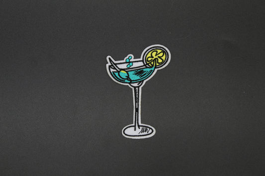 Retro Blue Martini Iron-On Patch