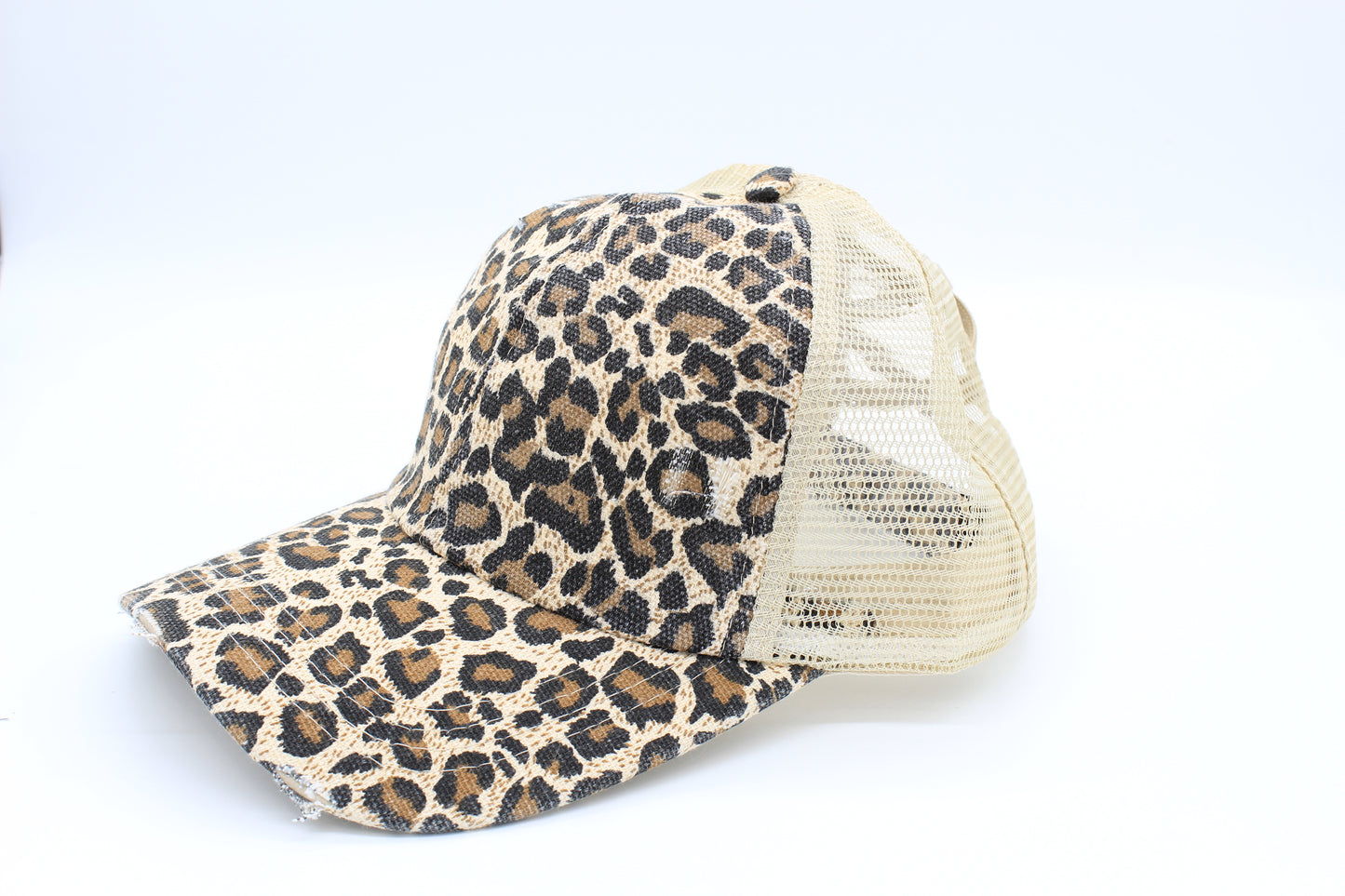 Leopard Criss-Cross Ponytail Hat
