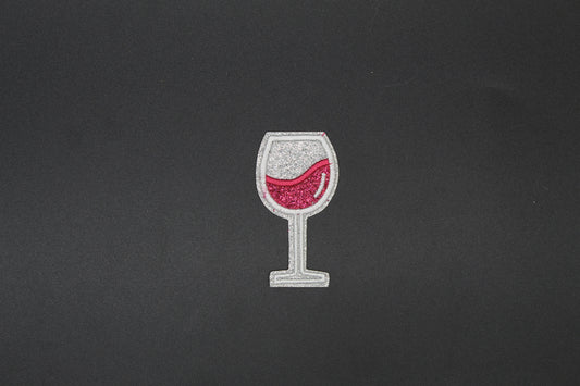 Glitter Wine Glass Iron-On Patch
