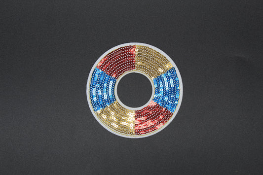 Sequin Life Preserver Patch – Nautical Red White Blue Summer Iron-On Appliqué
