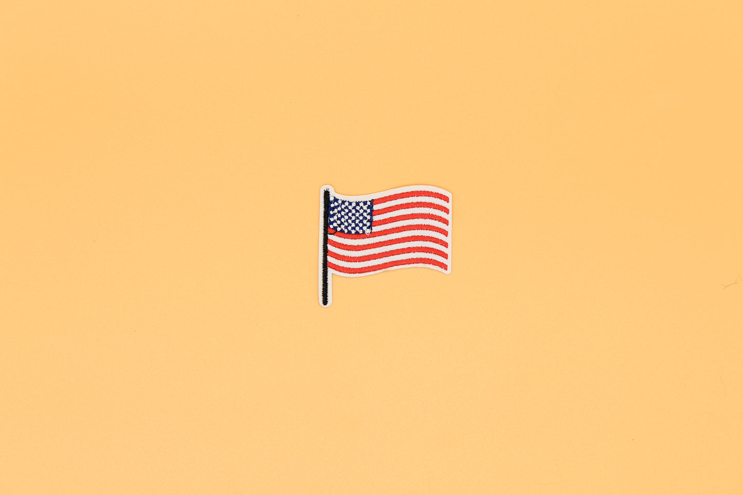 Waving American Flag with Pole Iron-On Patch
