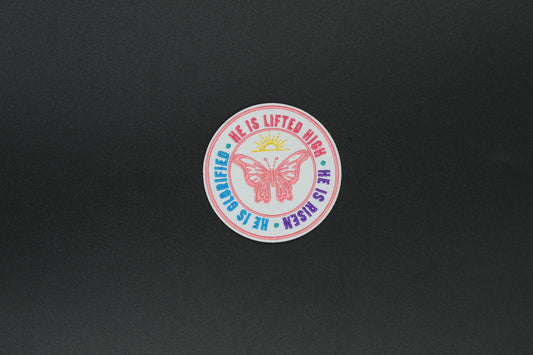 “He Is Risen / He Is Glorified” Butterfly Faith Embroidered Iron-On-Patch