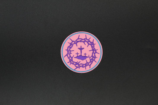 Crown of Thorns & Three Crosses Embroidered Iron-On-Patch