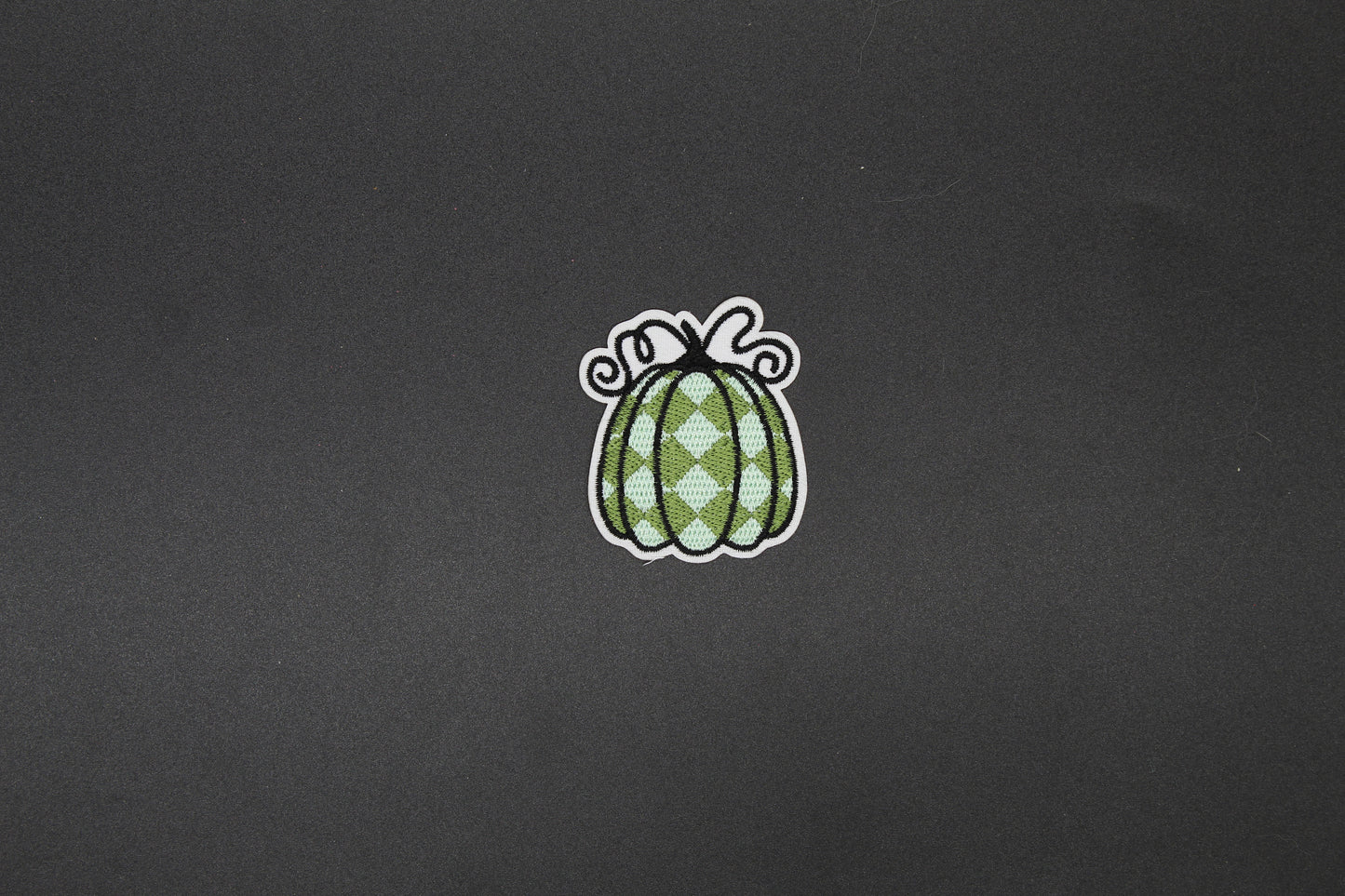 Green Argyle Pumpkin Iron-On Patch
