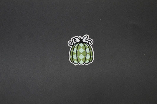 Green Argyle Pumpkin Iron-On Patch