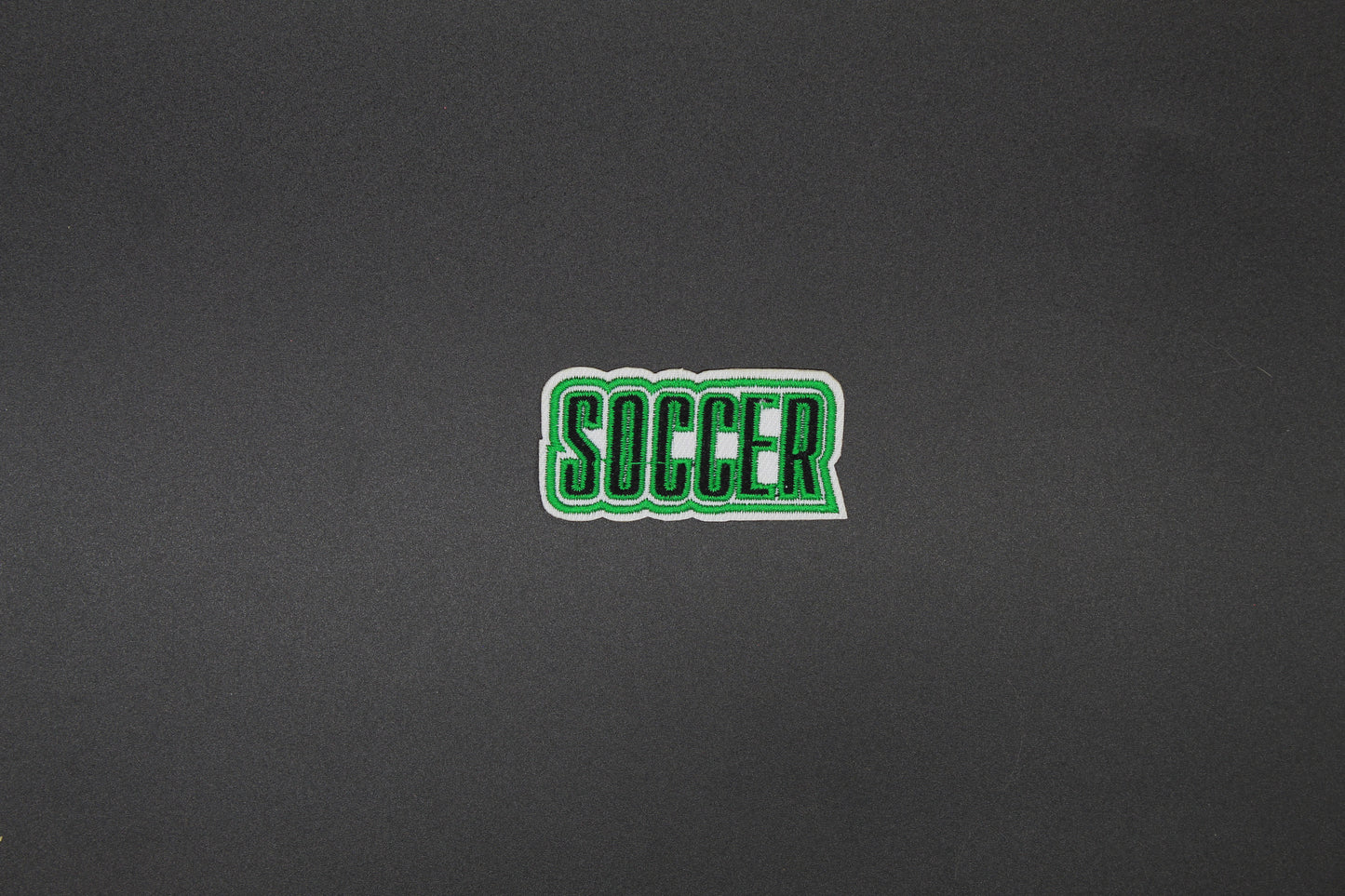 Soccer Embroidered Word Patch | Green Sports Iron-On Patch for Jackets, Bags & Team Apparel