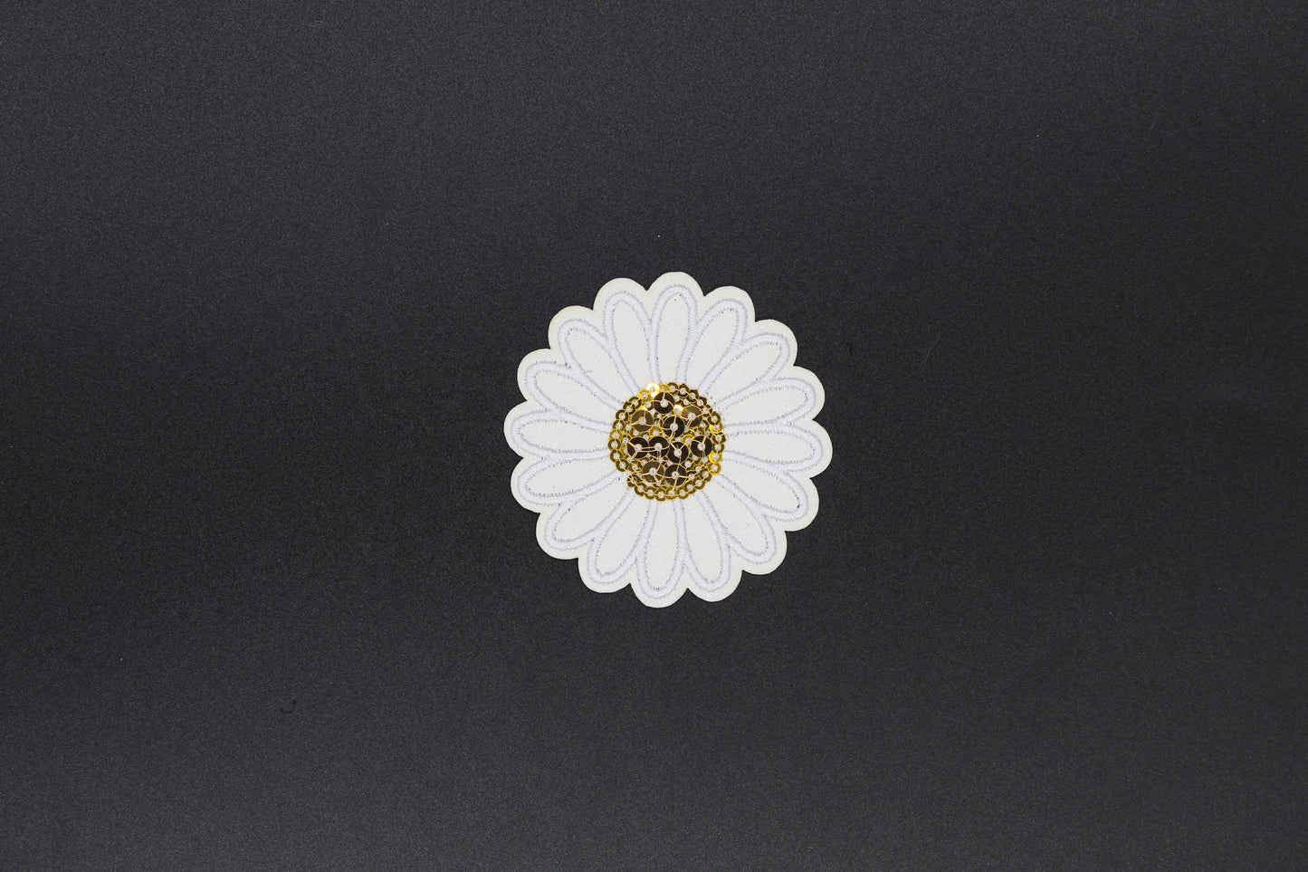 White Daisy Sequin Center Iron-On Patch
