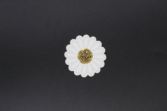 White Daisy Sequin Center Iron-On Patch