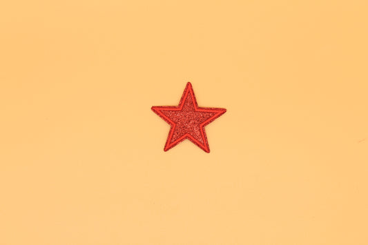 Red Glitter Star Iron-On Patch
