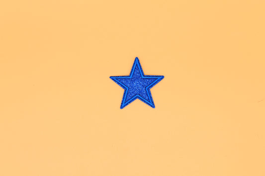 Blue Glitter Star Iron-On Patch