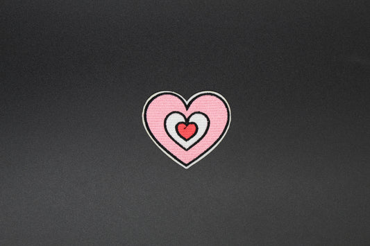 Layered Pink Heart Iron-On Patch