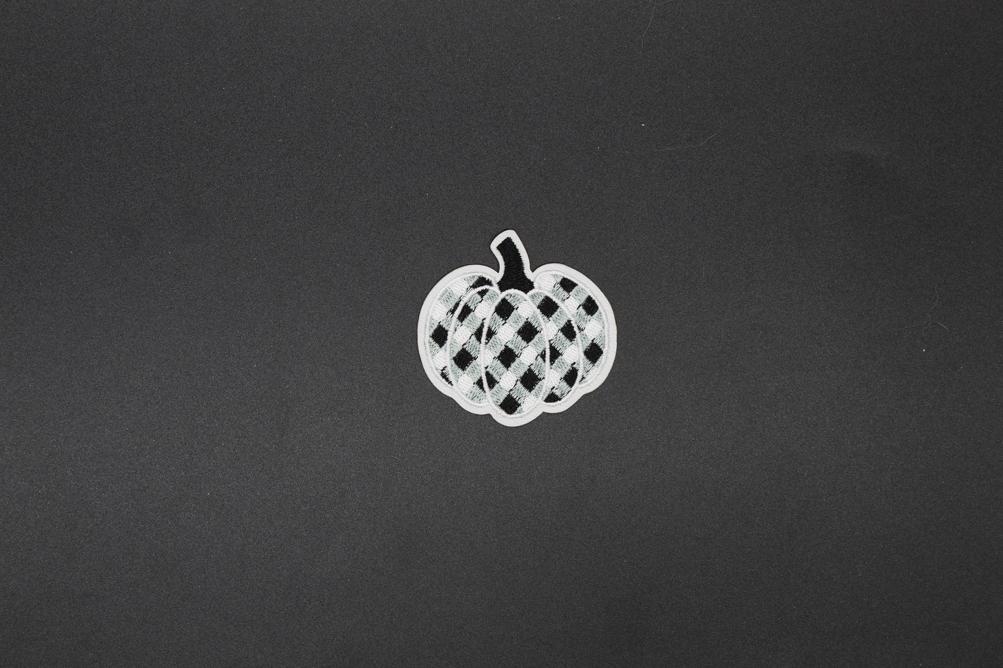 Black and White Checkered Pumpkin Iron-On Patch