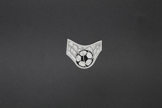 Soccer Goal Embroidered Patch | Soccer Ball in Net Iron-On Sports Patch Black & White