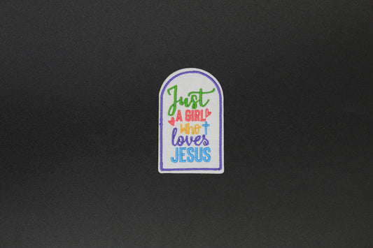 “Just a Girl Who Loves Jesus” Embroidered Iron-On-Patch