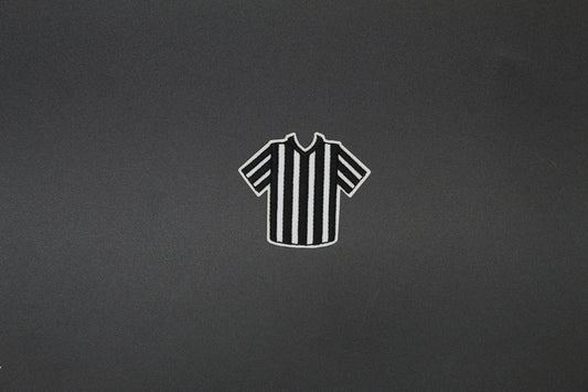 Referee Jersey Embroidered Patch | Black & White Striped Sports Official Iron-On Patch