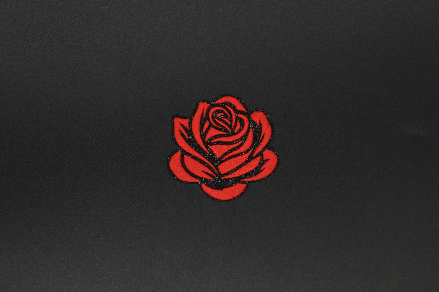 Red Glitter Rose Outline Iron-On Patch