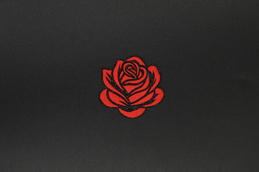 Red Glitter Rose Outline Iron-On Patch