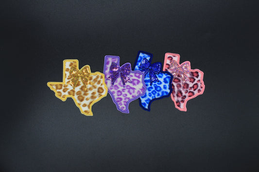 Texas Bow Glitter Patch – Available in Yellow, Blue, Pink, or Purple