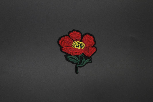 Red Floral Iron-On Patch