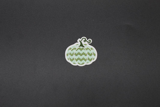 Green Chevron Pumpkin Iron-On Patch