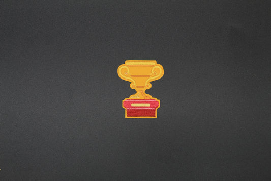 Trophy Embroidered Patch | Gold Championship Cup Iron-On Award Patch