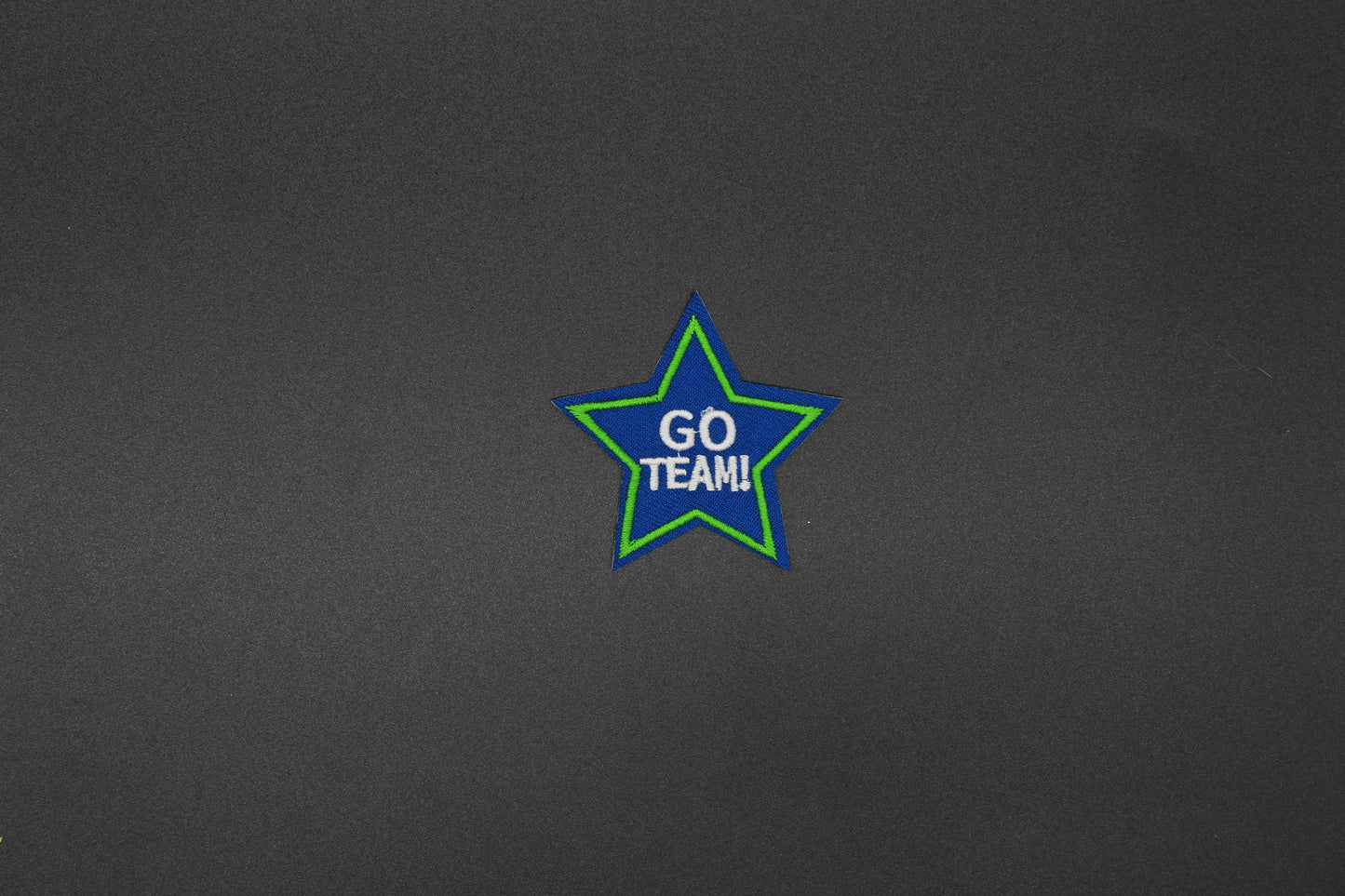 Go Team Star Embroidered Patch | Blue & Green Sports Spirit Iron-On Patch