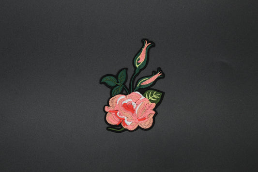 Pink Rose Blossom Iron-On Patch