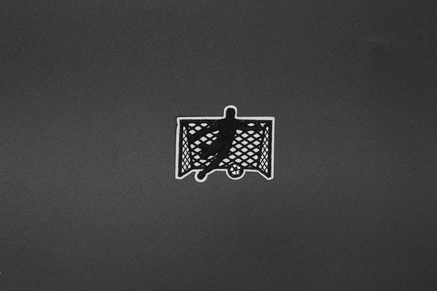 Soccer Goalkeeper Embroidered Patch | Black & White Goalie Soccer Net Iron-On Patch