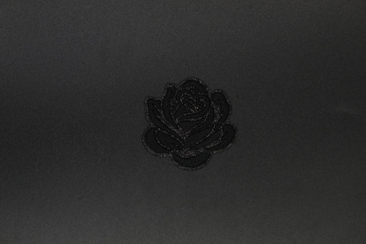 Black Glitter Rose Iron-On Patch