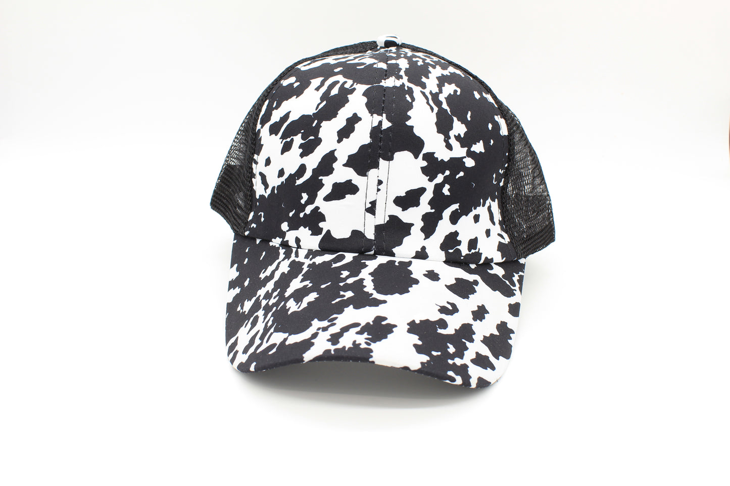 Midnight Ranch Cow Print Criss-Cross Ponytail Hat