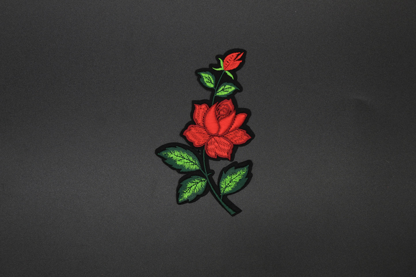 Red Rose Stem Iron-On Patch