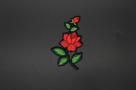 Red Rose Stem Iron-On Patch