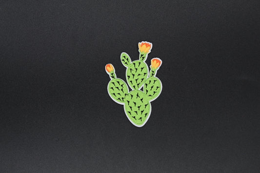 Blooming Prickly Pear Cactus Iron-On Patch