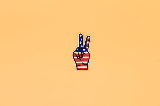 Peace Sign Patriotic Hand Iron-On Patch