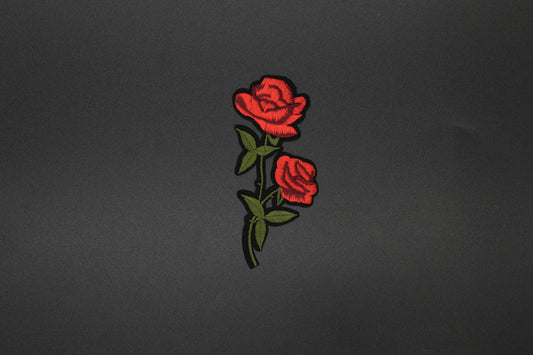 Double Red Rose Iron-On Patch