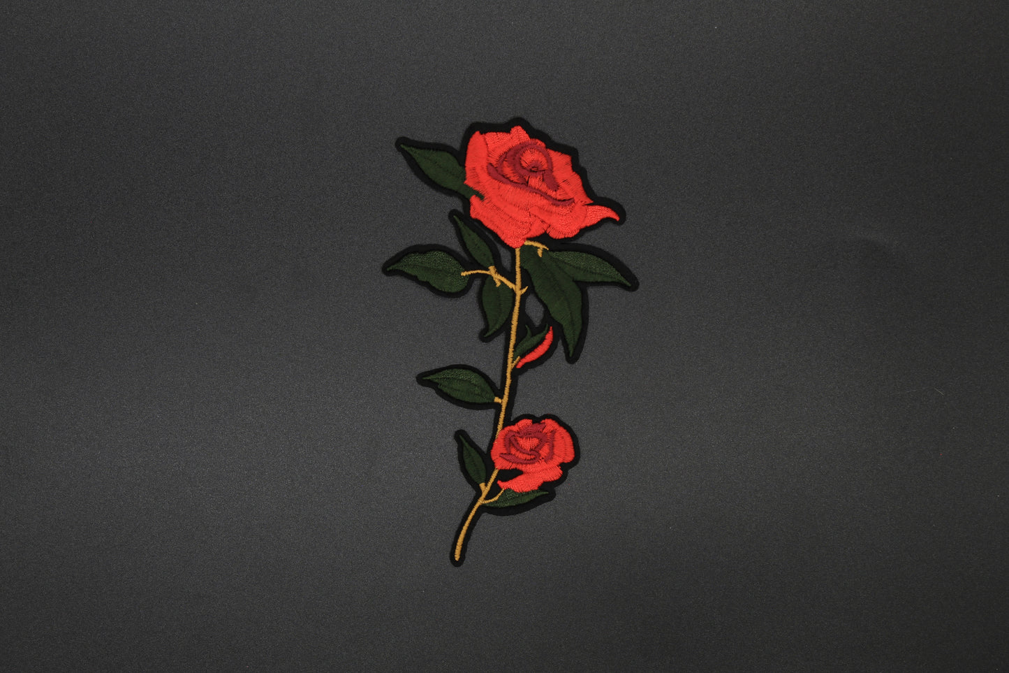 Red Rose Stem Iron-On Patch