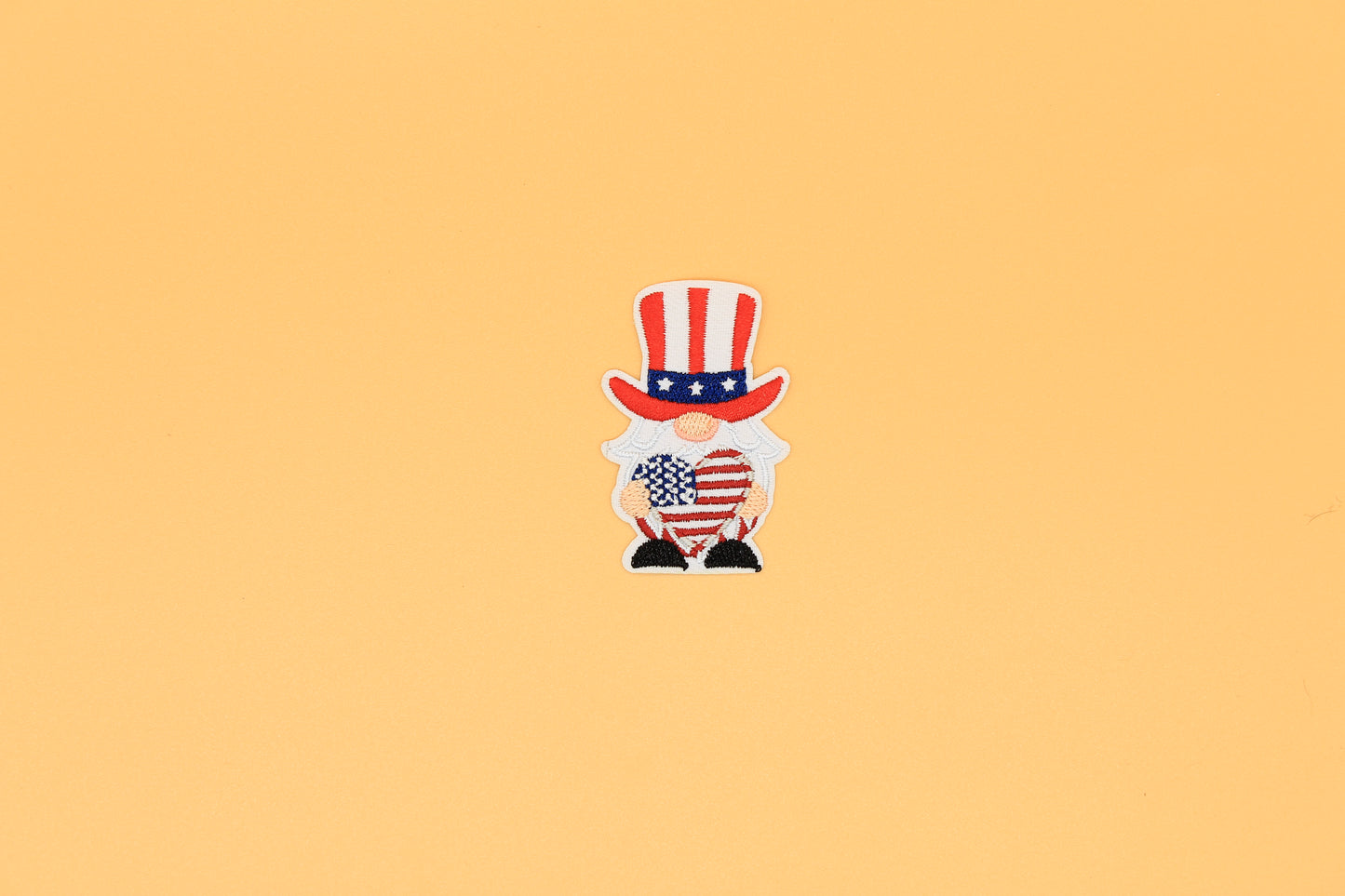 Patriotic Gnome with Heart Iron-On Patch