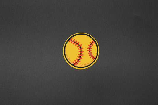Softball Embroidered Patch | Classic Yellow Softball Iron-On Sports Patch for Jackets & Bags
