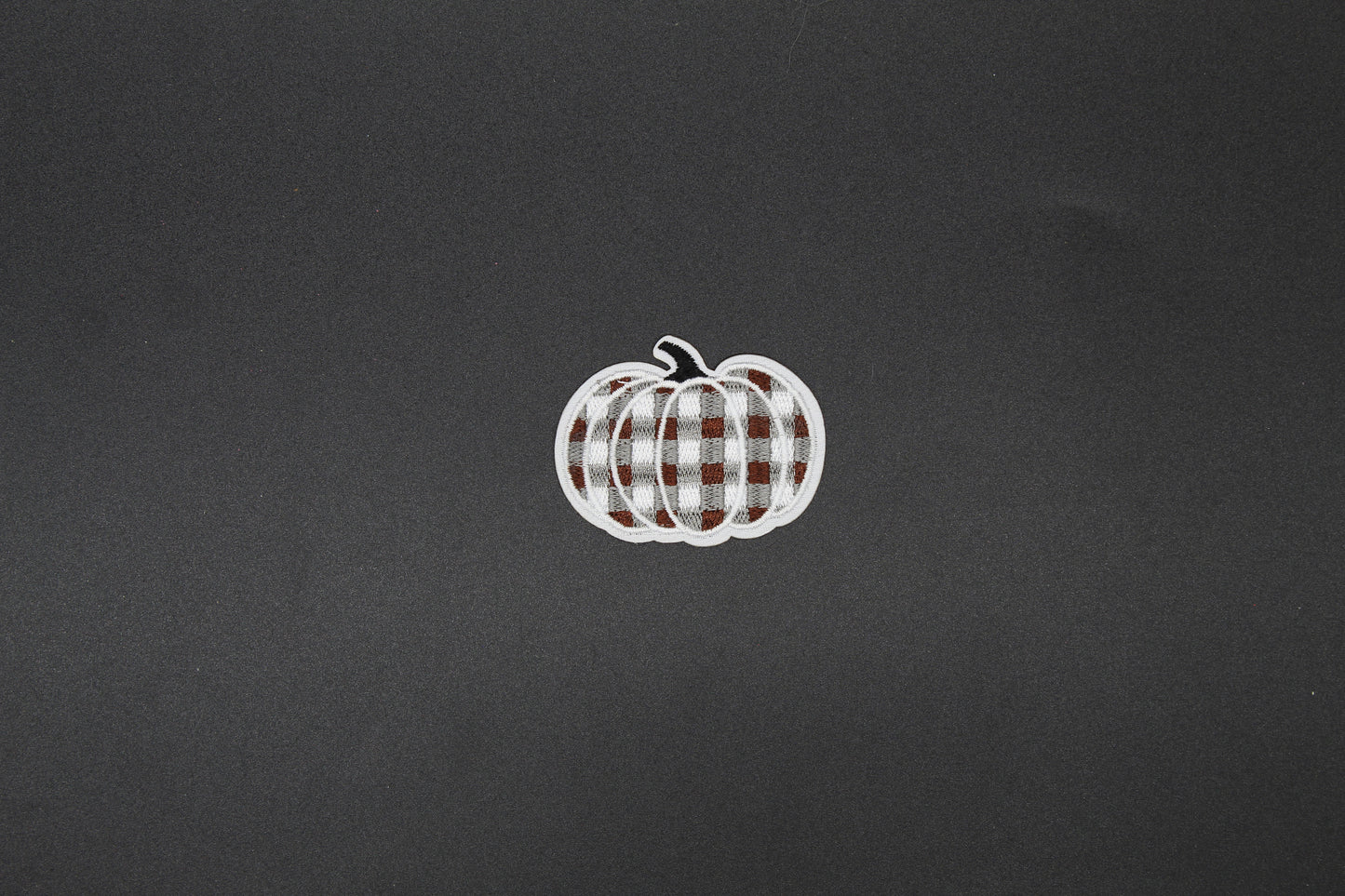 Brown Buffalo Plaid Pumpkin Iron-On Patch
