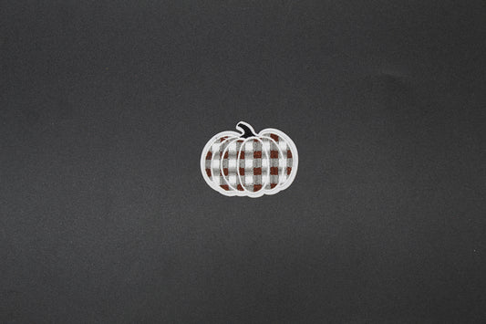 Brown Buffalo Plaid Pumpkin Iron-On Patch