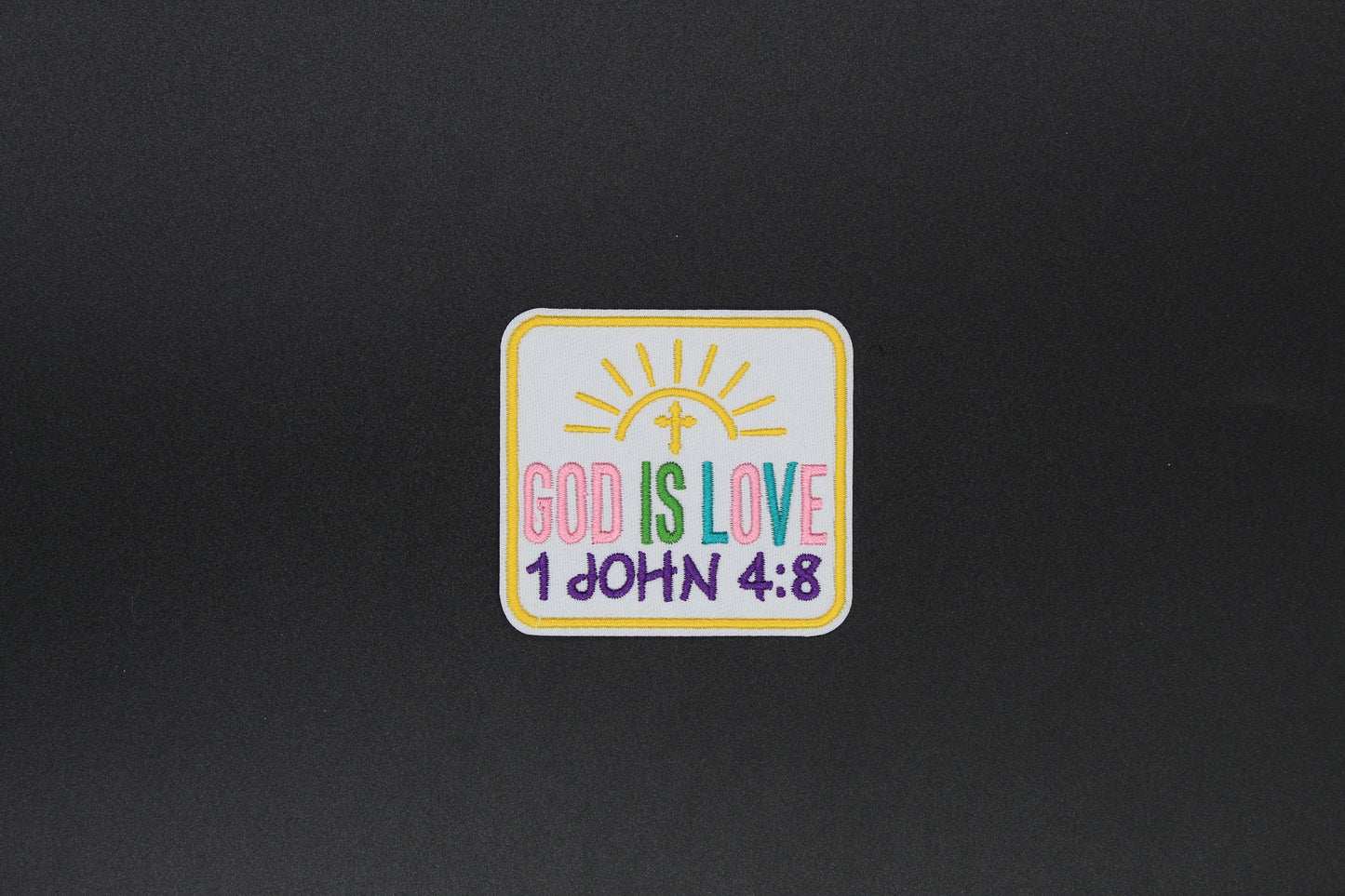 “God Is Love – 1 John 4:8” Embroidered Christian Iron-On Patch