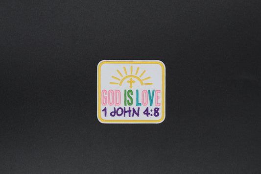 “God Is Love – 1 John 4:8” Embroidered Christian Iron-On Patch