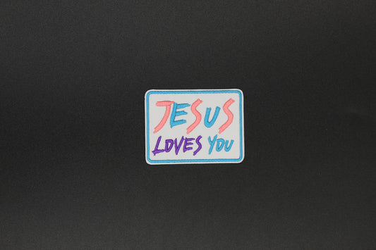 “Jesus Loves You” Embroidered Christian Iron-On Patch
