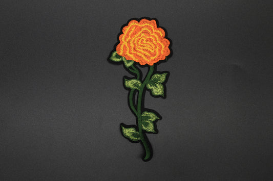 Orange Floral Stem Iron-On Patch