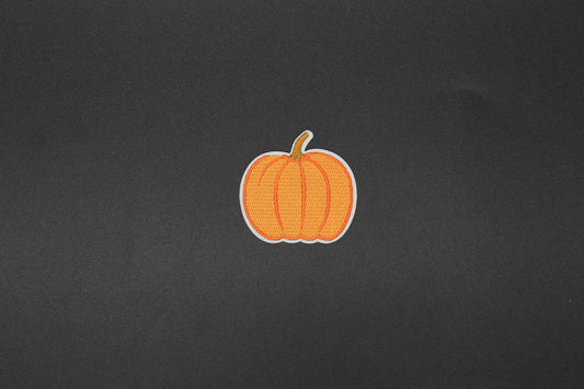 Classic Orange Pumpkin Iron-On Embroidered Patch