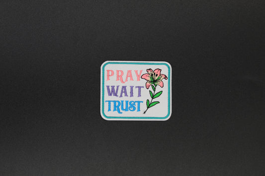 “Pray Wait Trust” Embroidered Christian Floral Iron-On Patch