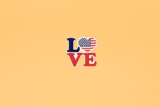 Patriotic LOVE Iron-On Patch – Heart Flag Design